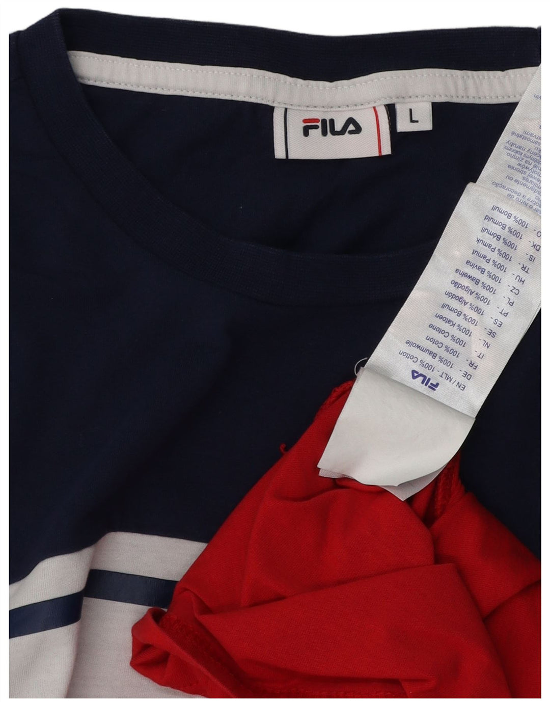 FILA Hombre Camiseta Top Grande Multicolor Colorblock Algodón