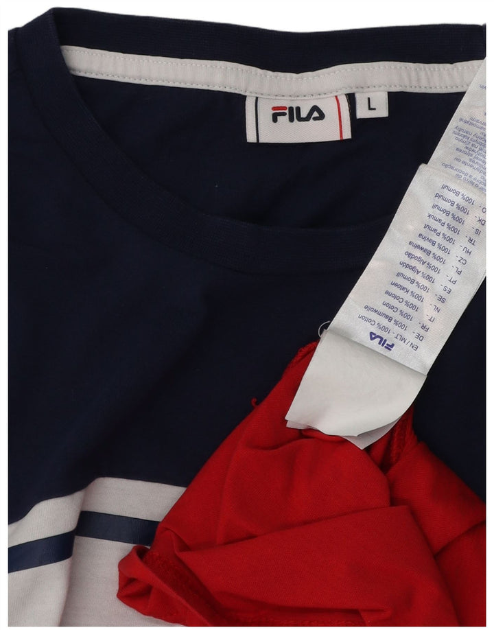 FILA Hombre Camiseta Top Grande Multicolor Colorblock Algodón