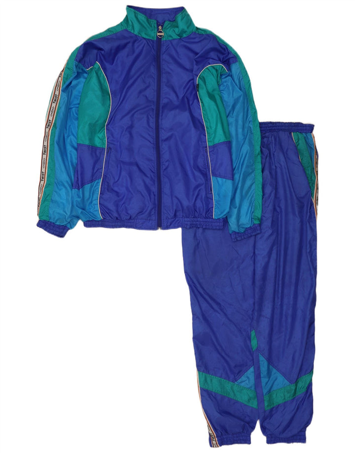 Chándal completo con gráfico vintage para hombre, poliamida con bloques de color azul grande
