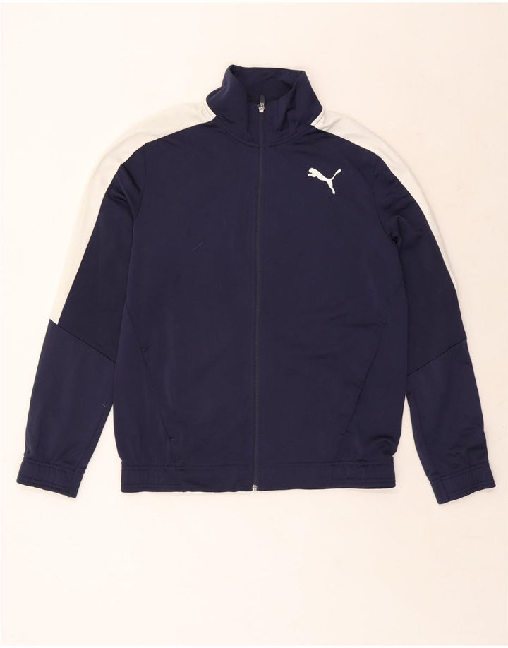 Puma Chaqueta superior de chándal para hombre Poliéster color block azul marino mediano