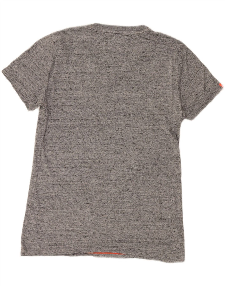 SUPERDRY Hombre Camiseta Top Algodón Moteado Gris Medio
