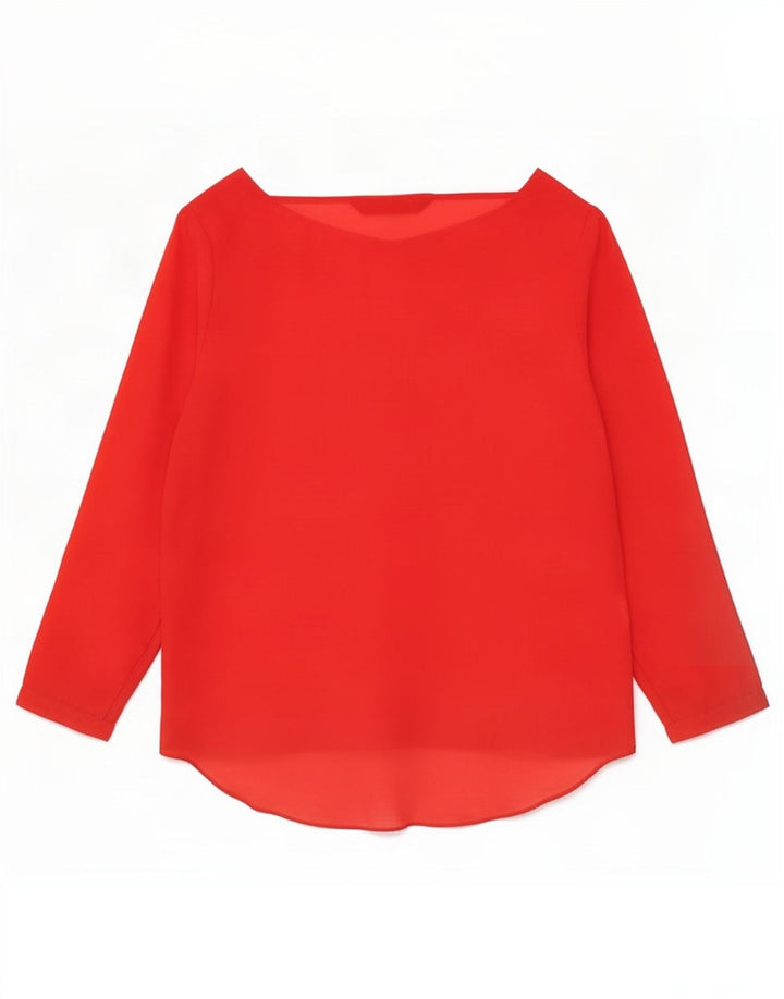 Zara Mujer Blusa Transparente Top UK 10 Small Poliéster Rojo