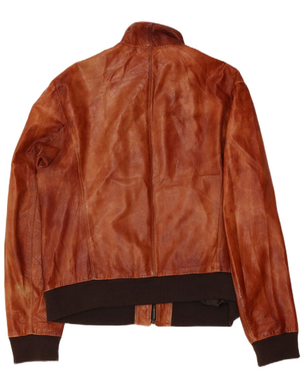 Chaqueta de cuero vintage para hombre Reino Unido 38 Viscosa marrón medio