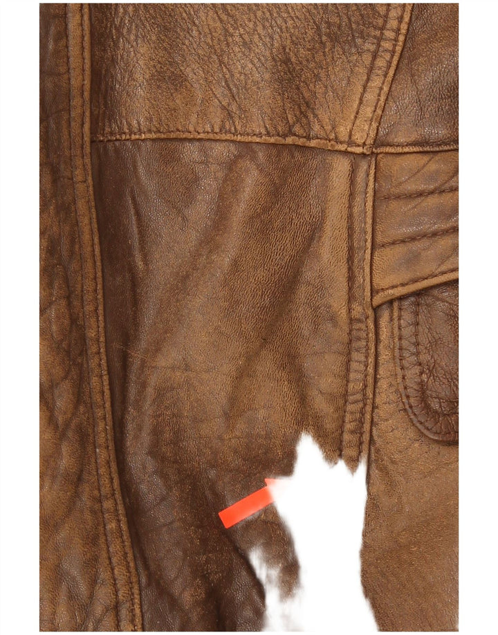 Vintage hombres chaqueta de cuero Reino Unido 40 marrón grande