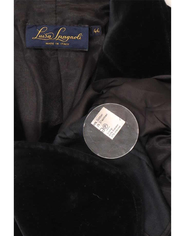 Luisa Spagnoli Chaqueta Blazer de Terciopelo con 2 Botones para Mujer IT 44 Mediano Negro