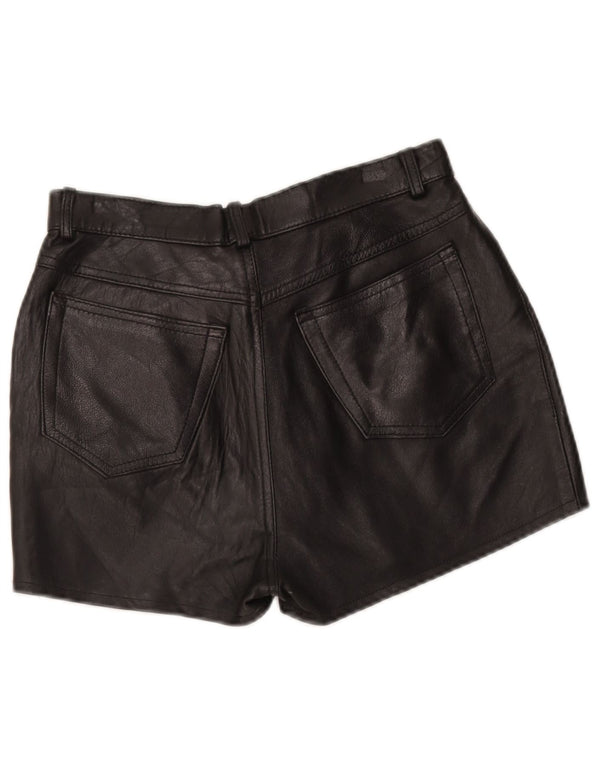 Pantalones cortos de cuero vintage para mujer W28 Negro medio