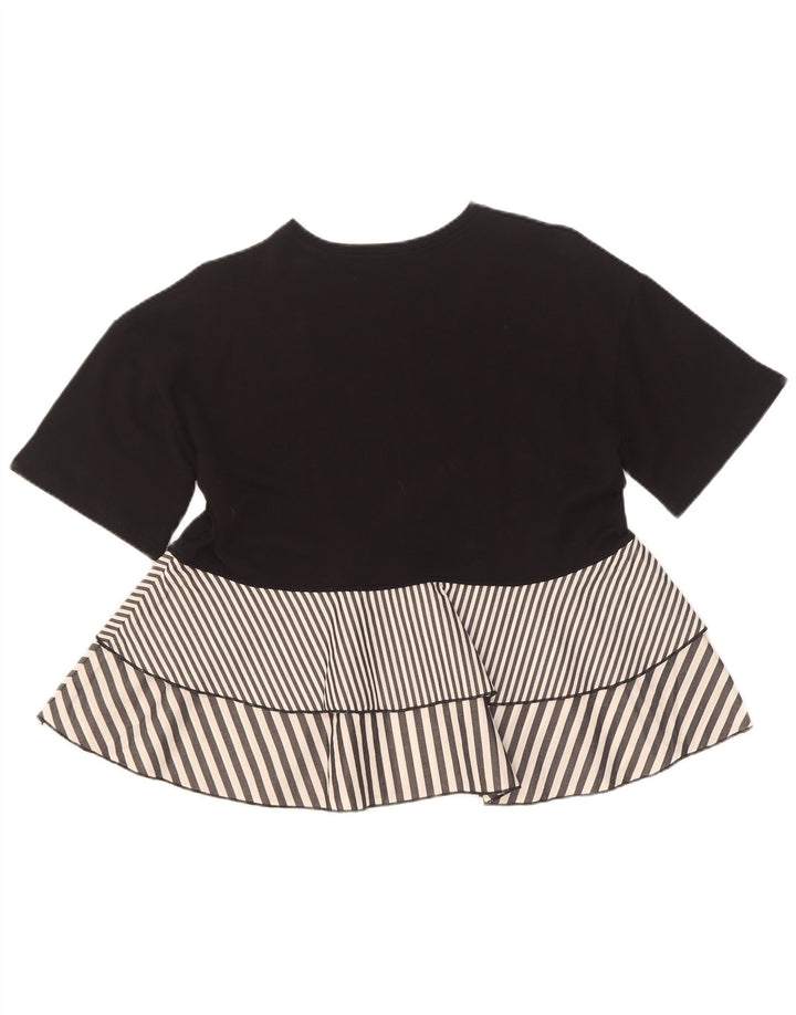 Zara Mujer Blusa Top UK 10 Small Negro Rayas