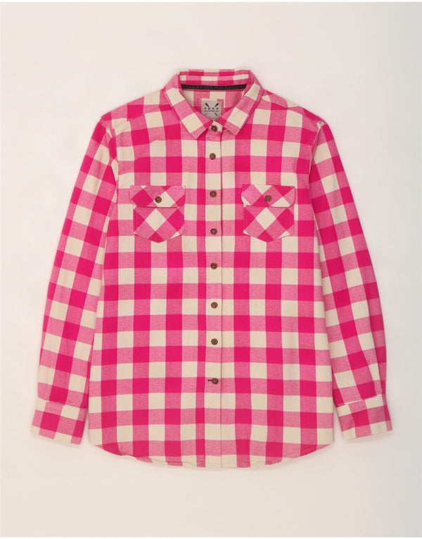 Crew Clothing Camisa extragrande para mujer UK 10 Small Pink Gingham Cotton
