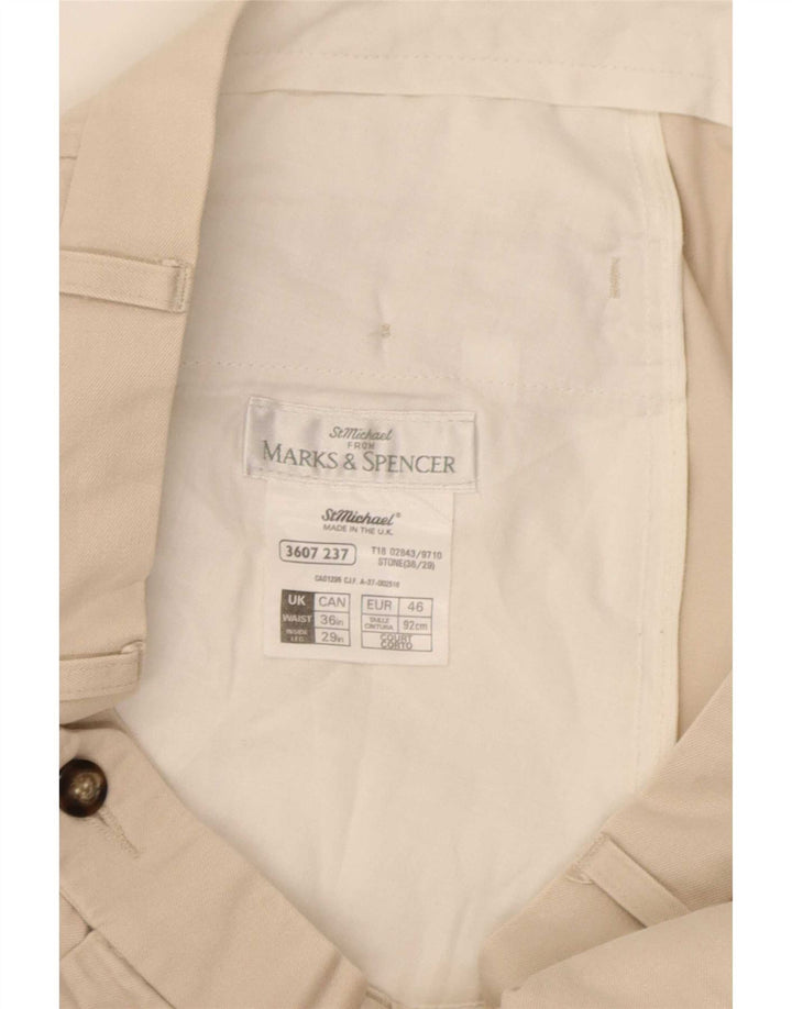 Marks & Spencer Pantalón de traje con pinzas para hombre W36 L29 Algodón beige