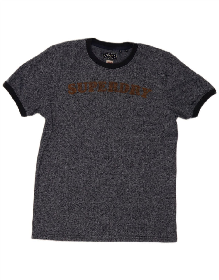 SUPERDRY Camiseta gráfica para hombre Top mediano de algodón moteado en azul marino