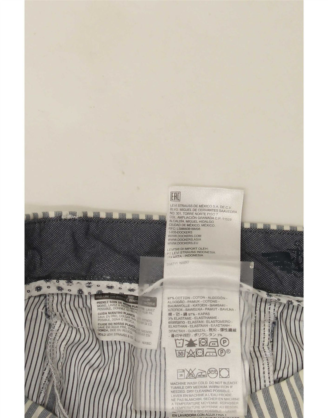 Dockers Pantalones cortos chinos para hombre W32 Algodón a rayas grises grandes