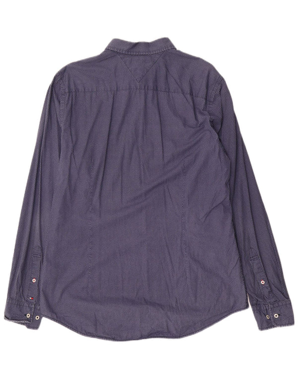 Camisa Tommy Hilfiger Hombre Slim Fit XL Algodón Geométrico Azul Marino