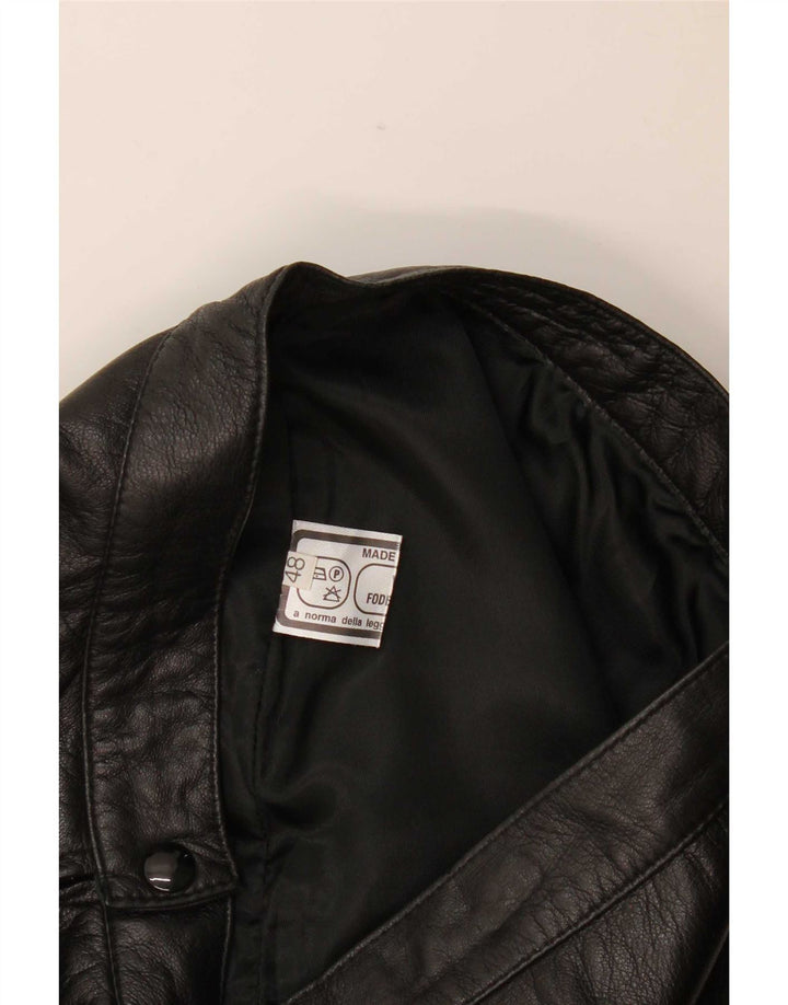 Vintage mujer mini falda de cuero W30 medio negro
