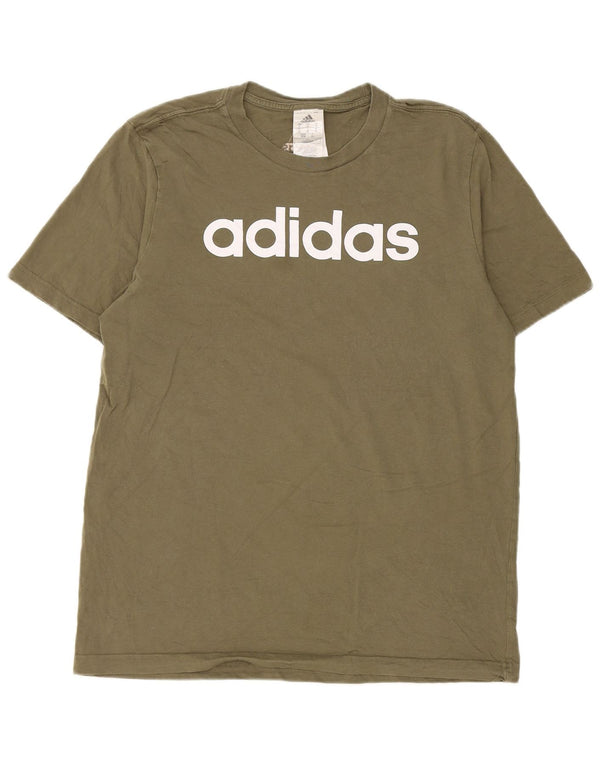 Adidas Hombre Camiseta Gráfica Top Medium Khaki Algodón