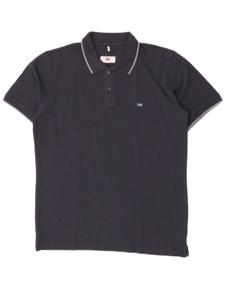 Carrera Polo para hombre grande azul marino algodón