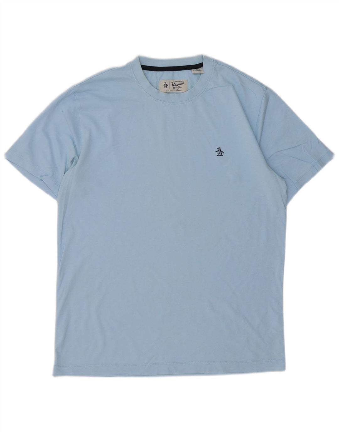 Camiseta Penguin Hombre Top Azul Medio Algodón