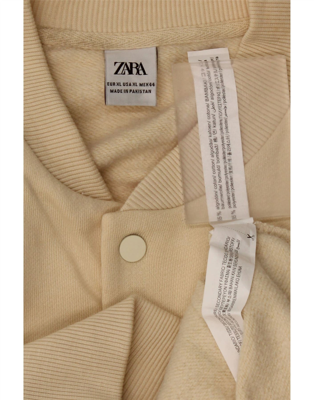 Zara Hombre Chaqueta Universitaria UK 42 XL Algodón Beige