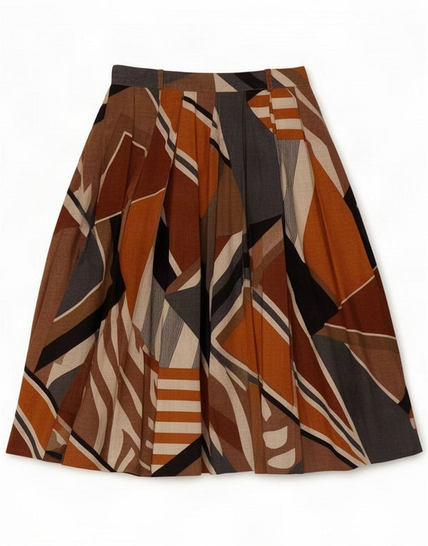 Falda acampanada vintage para mujer IT 44 Medium W28 Algodón geométrico multicolor