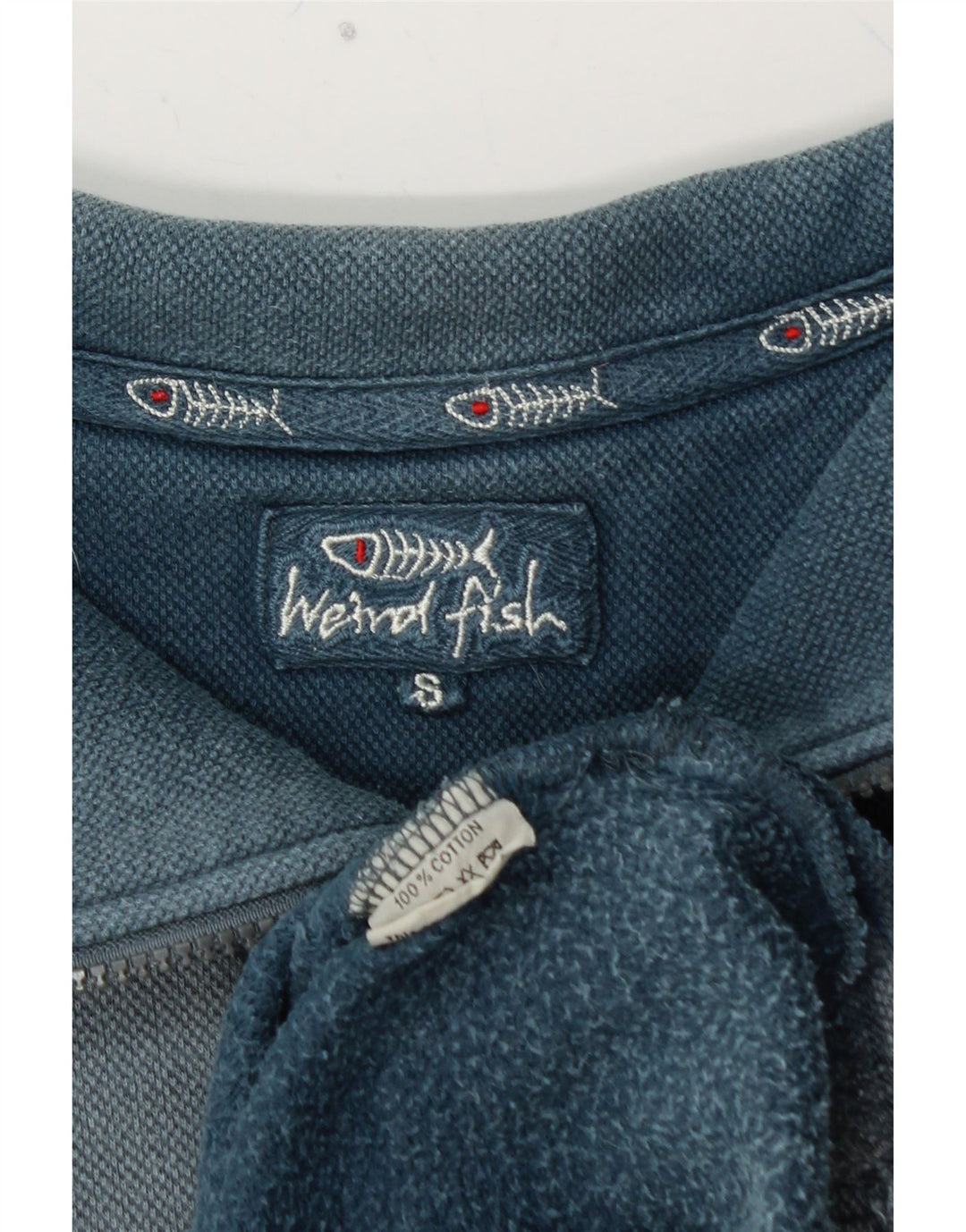 WEIRD FISH Sudadera con Cuello y Cremallera para Hombre Jersey pequeño de algodón Azul