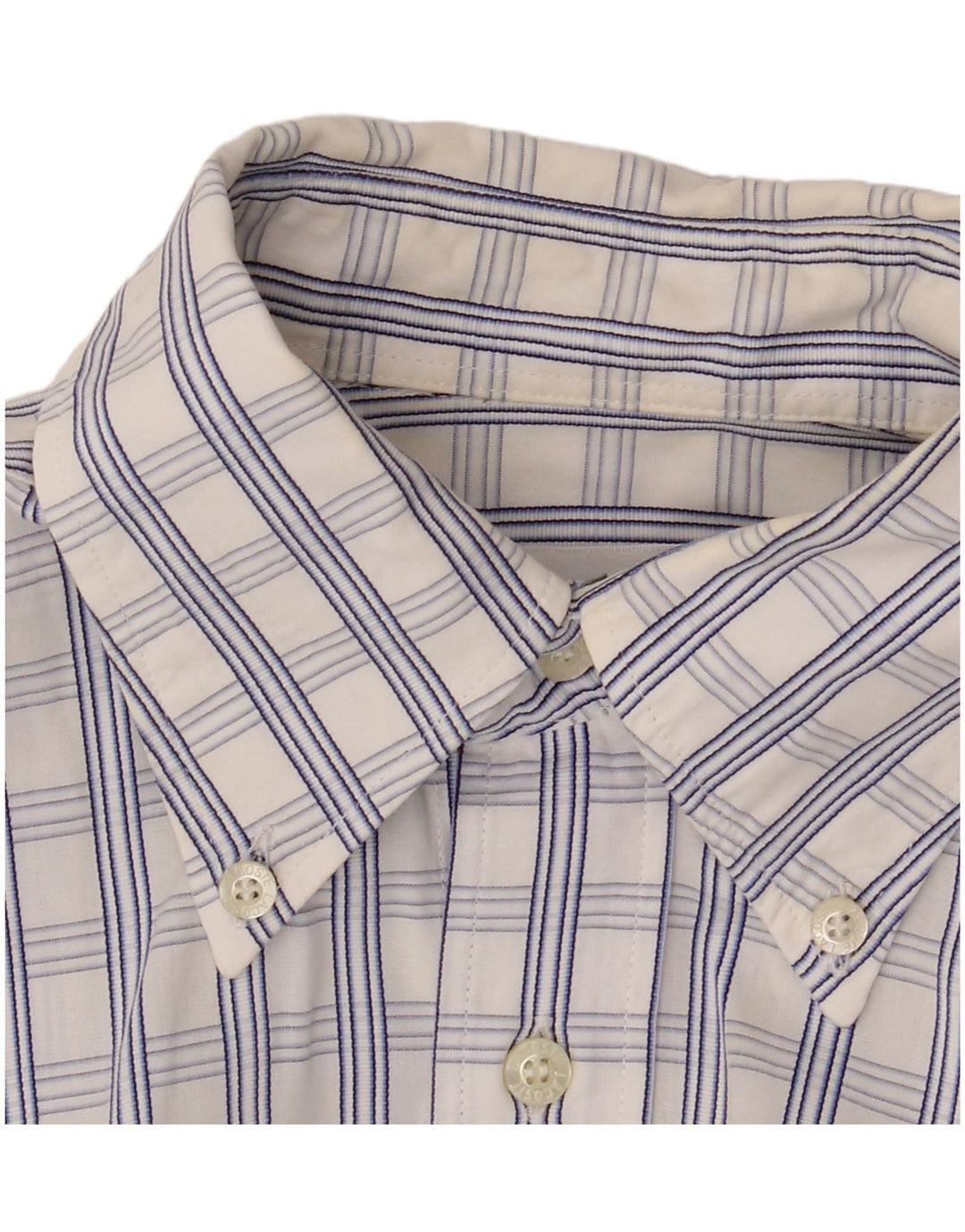 Camisa Lacoste Hombre Manga Corta Talla 39 Mediana Blanco Cuadros Algodón
