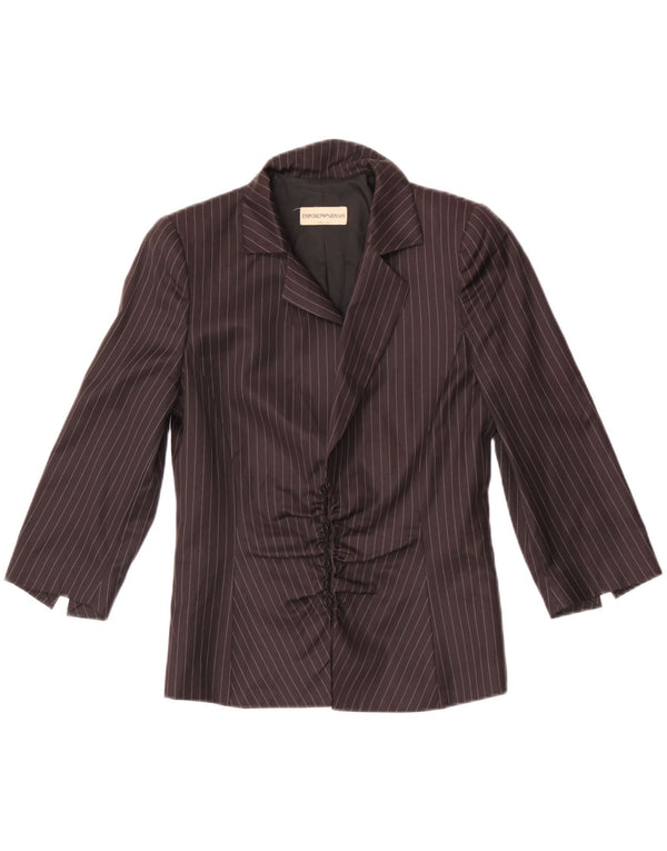 Emporio Armani Blusa de manga 3/4 para mujer IT 38 XS Lana a rayas negras