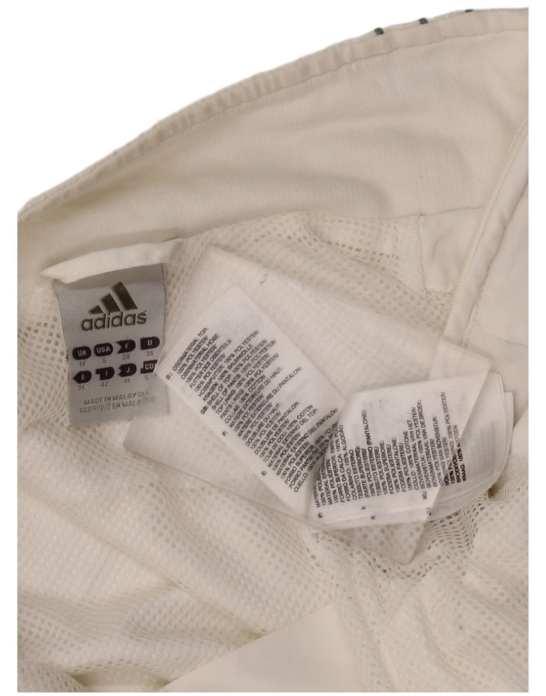 ADIDAS Chaqueta de chándal para mujer UK 10 Small White Poliéster