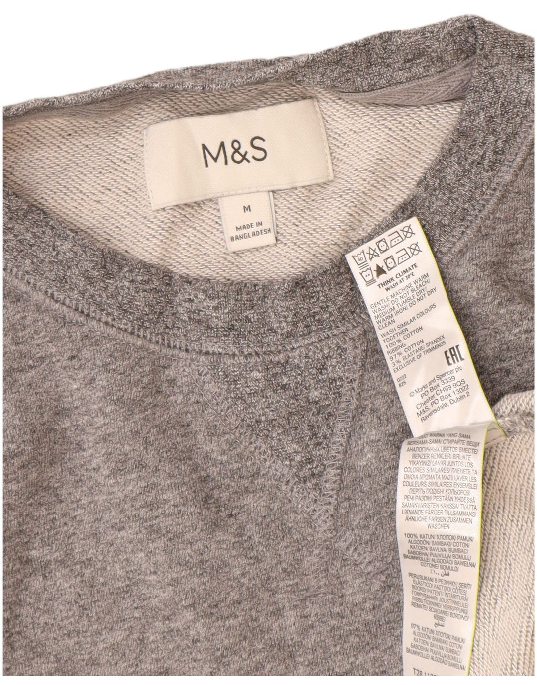 Marks & Spencer - Sudadera para hombre, color gris medio, algodón