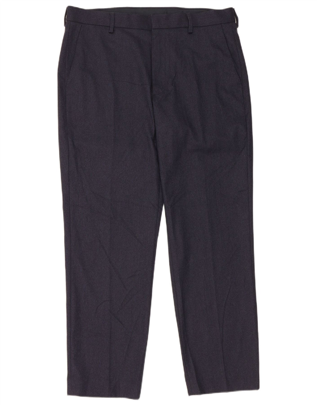Marks & Spencer Pantalón de traje recto para hombre W34 L29 Poliéster azul marino