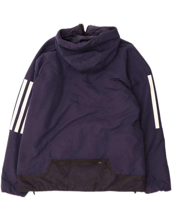 Adidas Chaqueta cortavientos con capucha para hombre Reino Unido 40 Grande Azul marino Poliéster