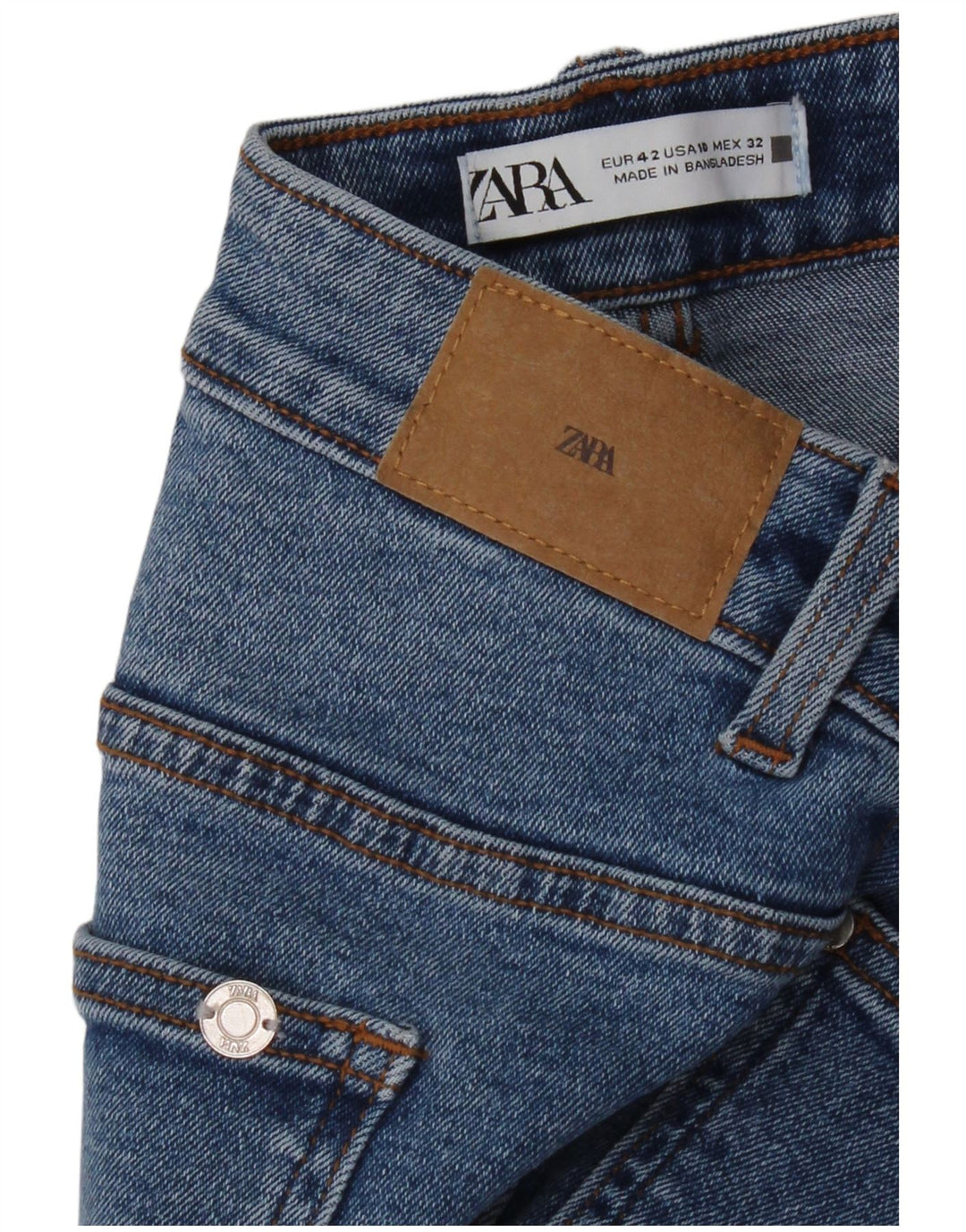 Zara Jeans Rectos Mujer EU 42 Large W32 L27 Azul