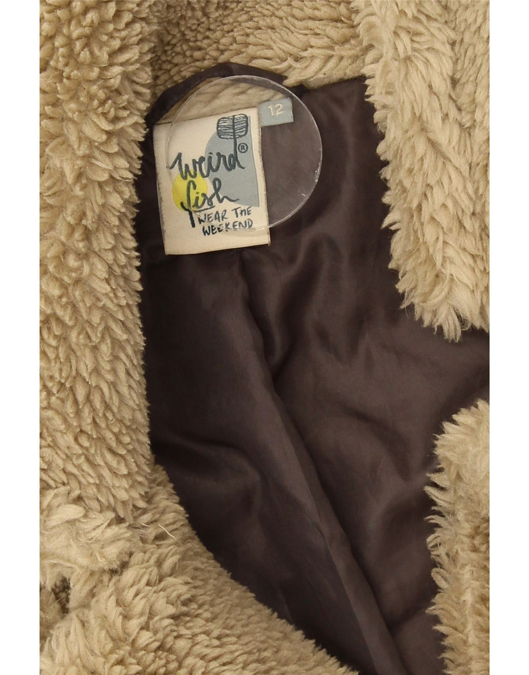 Weird Fish Chaqueta Sherpa con Osito de Peluche para Mujer UK 40 Poliéster Beige Mediano