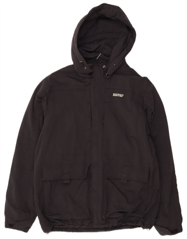 WOOLRICH Mens Hooded Padded Jacket UK 44 2XL Black Nylon