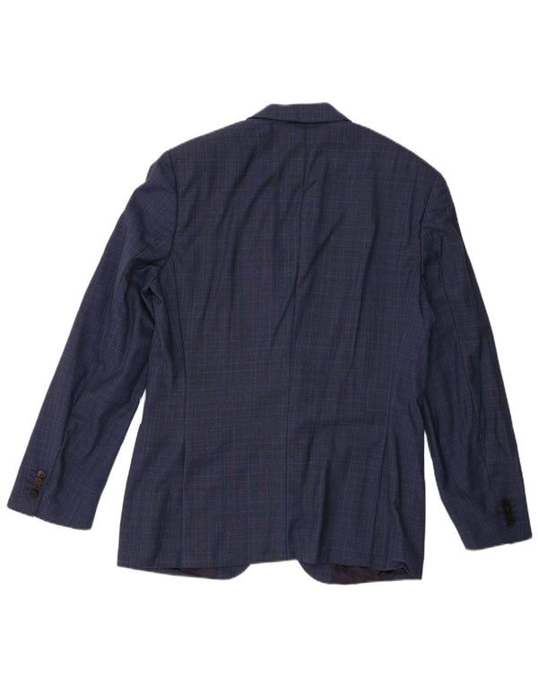 Hugo Boss Chaqueta tipo blazer de 2 botones para hombre EU 50 Large Navy Blue Check