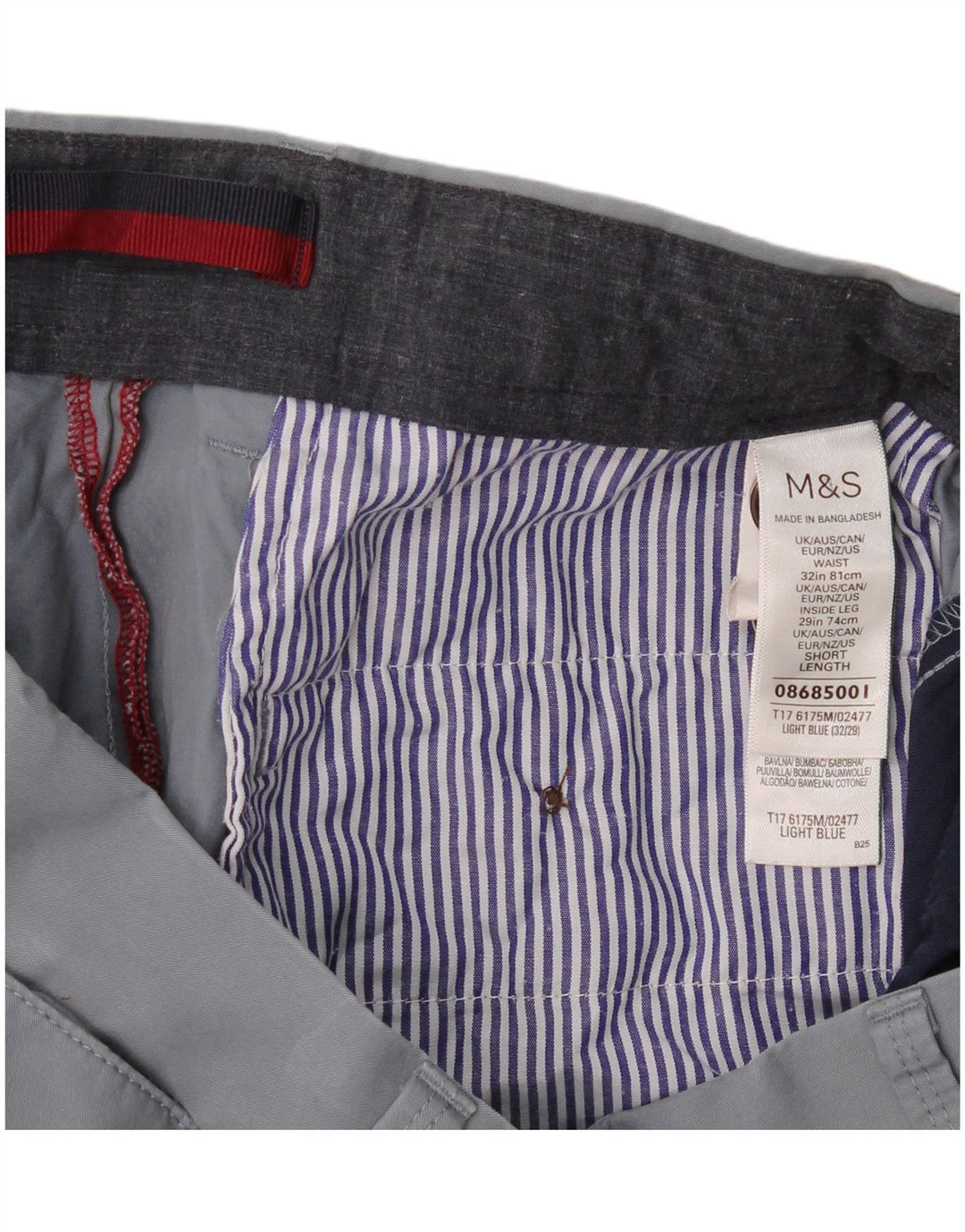 Marks & Spencer Pantalón de traje recto para hombre W32 L29 Algodón azul