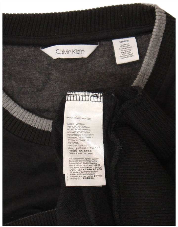 Calvin Klein - Jersey de cuello redondo para hombre, talla pequeña, algodón negro