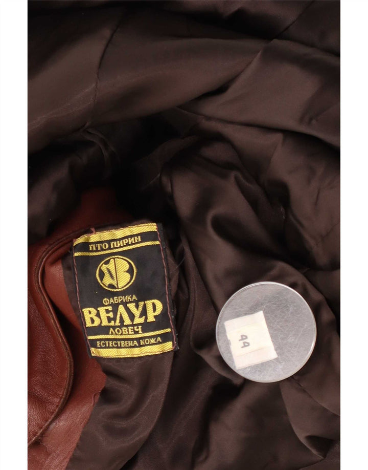 Abrigo de cuero vintage para mujer IT 44 Cuero marrón medio