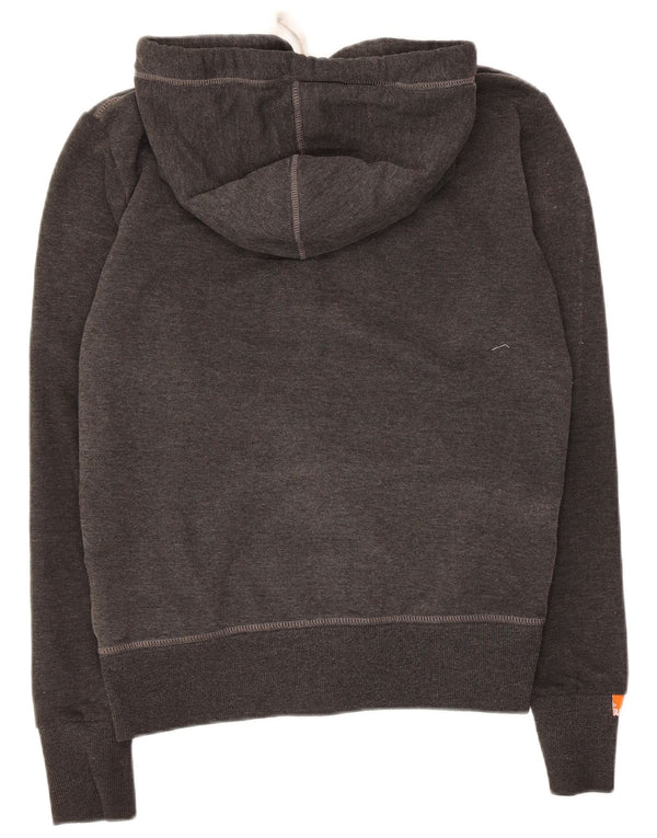 Superdry Sudadera con capucha y cremallera para hombre, talla pequeña, algodón gris