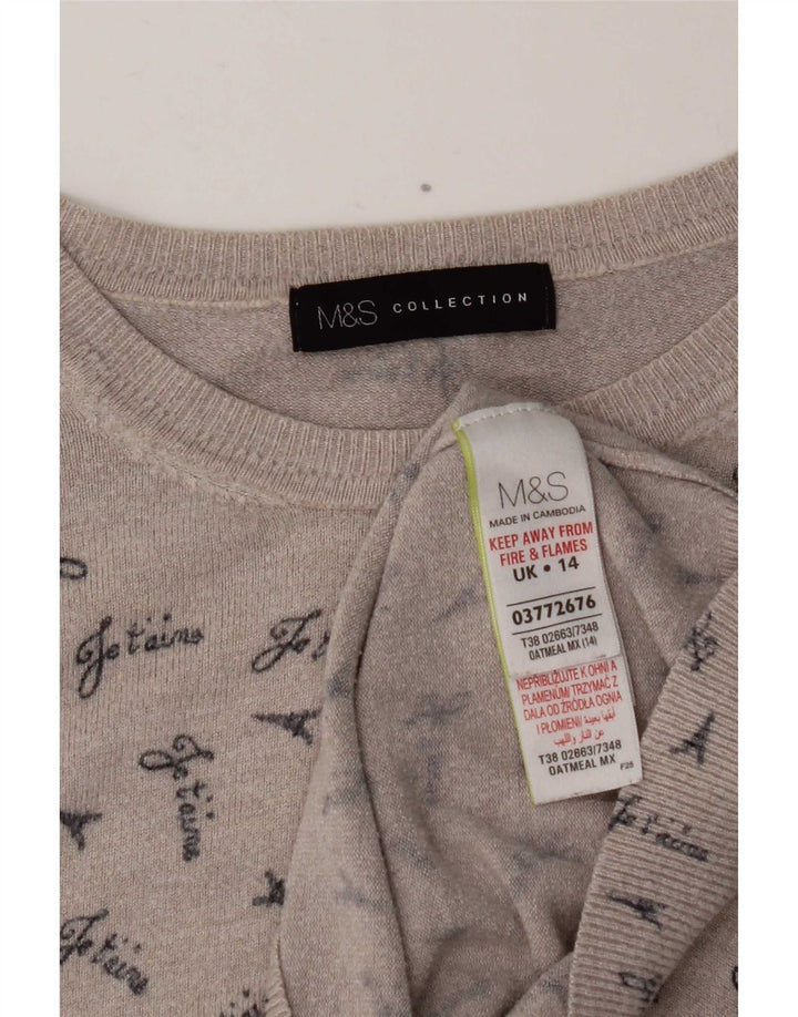 Marks & Spencer Suéter gráfico con cuello barco para mujer UK 44 Gris medio