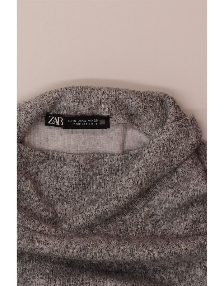 Zara Mujer Sudadera Jumper UK 10 Small Gris Moteado