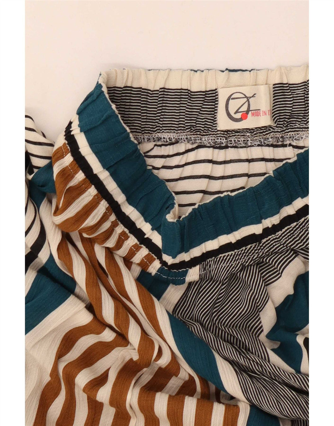 Vintage mujer asimétrica burbuja falda W28 medio multicolor rayas