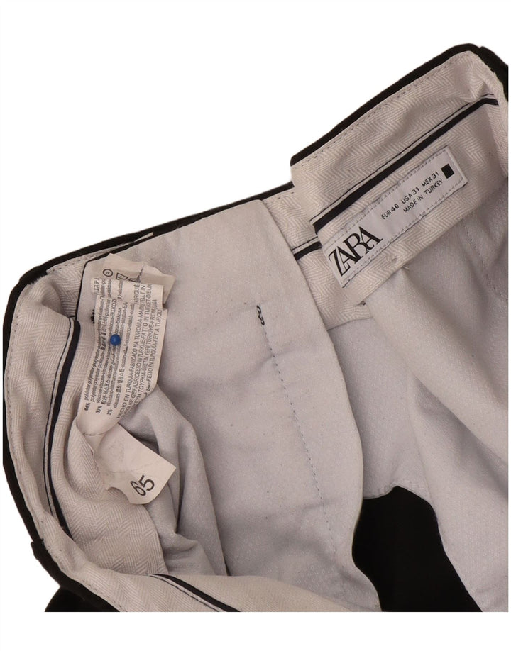 Zara Pantalón de traje ajustado para hombre EU 40 Medium W31 L27 Poliéster negro