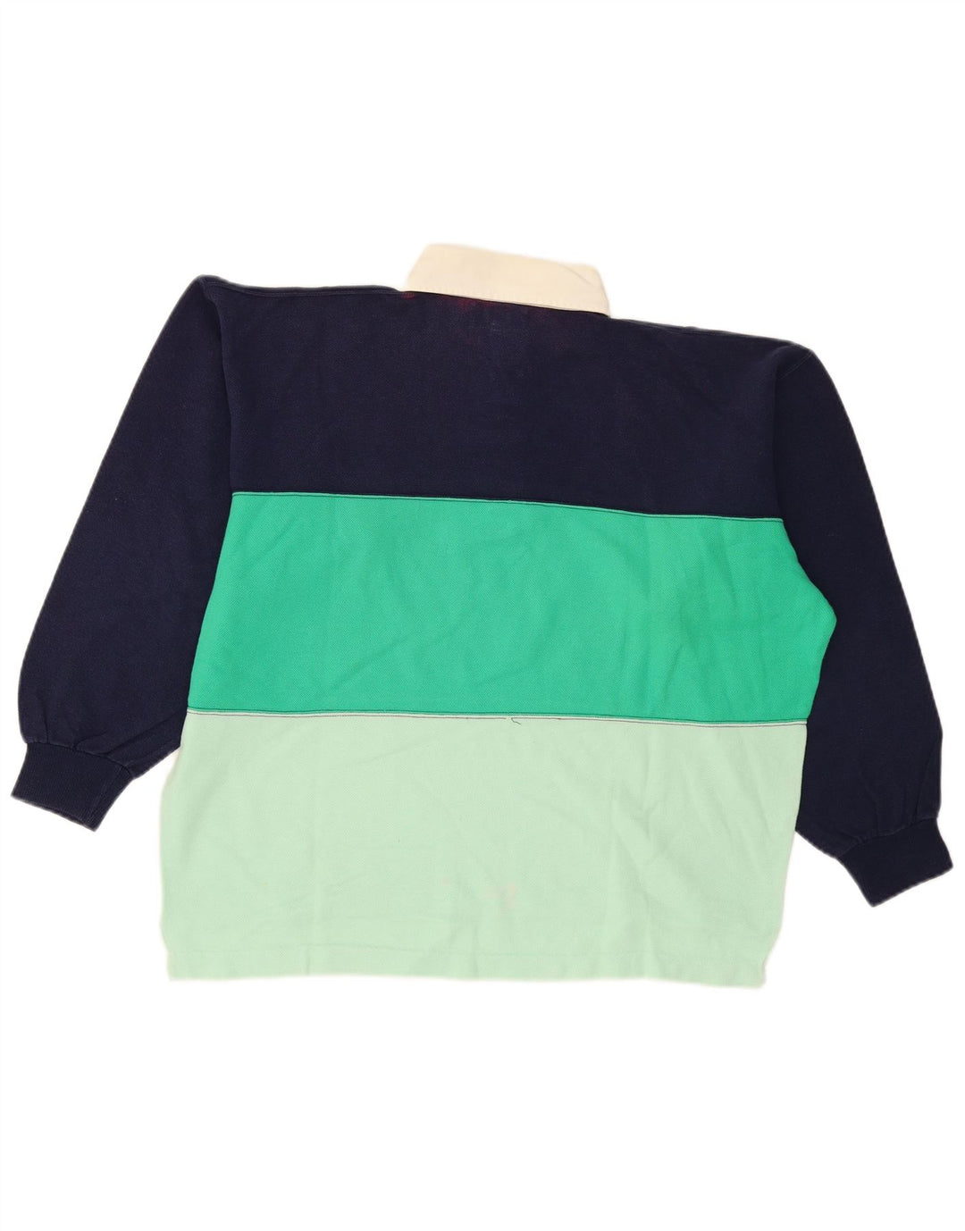 Vintage hombres polo cuello sudadera jumper grande multicolor colorblock