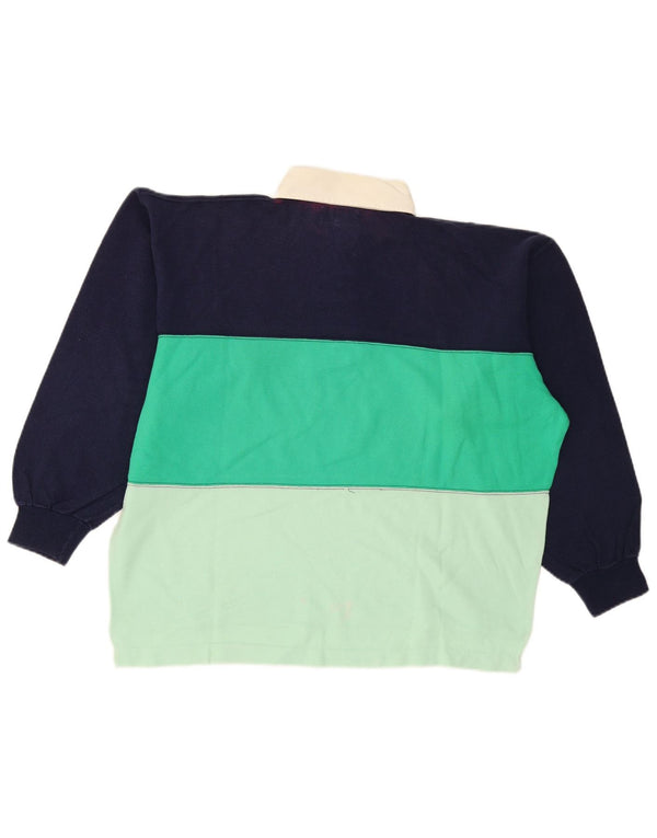 Vintage hombres polo cuello sudadera jumper grande multicolor colorblock