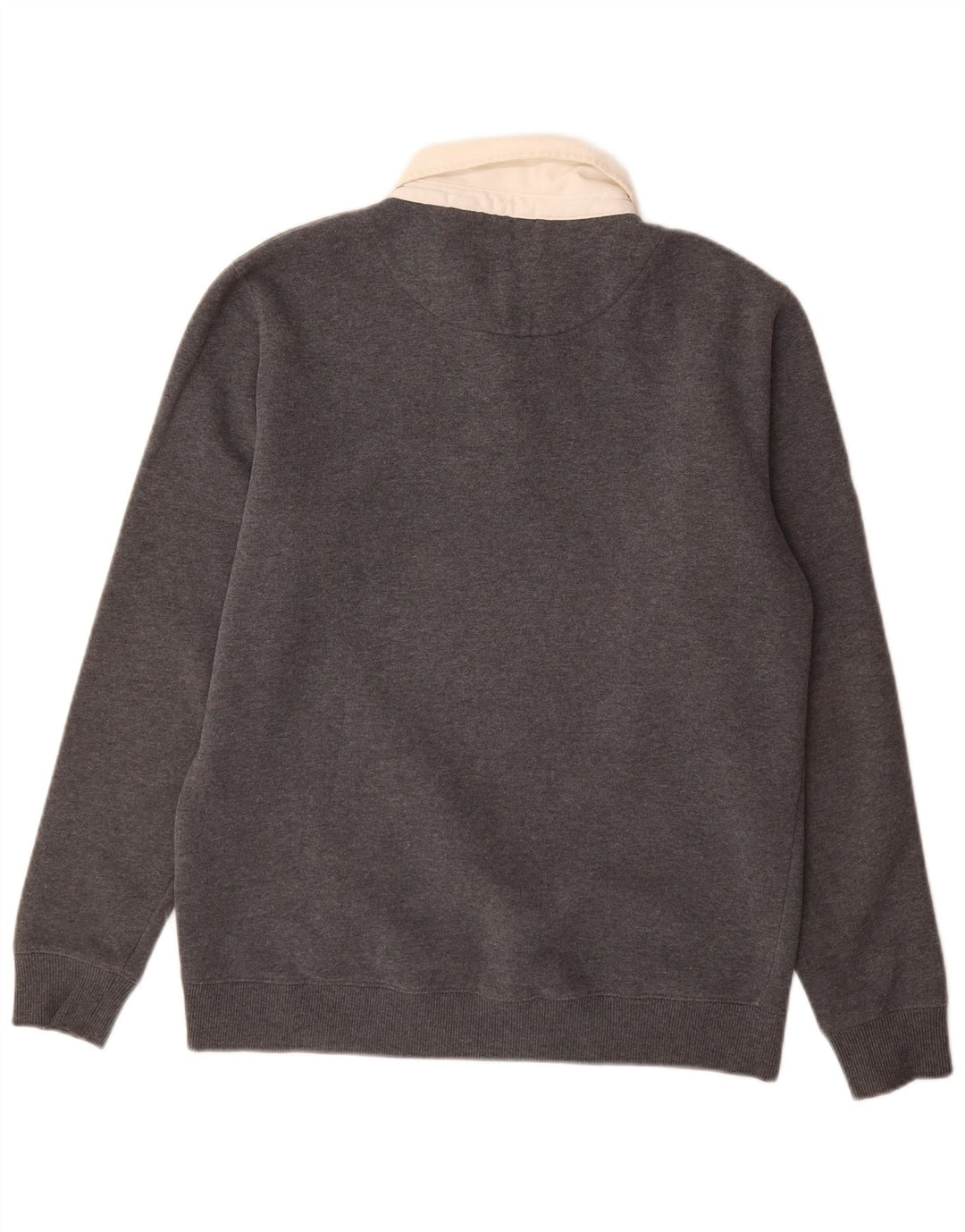 Superdry Sudadera con cuello tipo polo para hombre, jersey de algodón gris grande