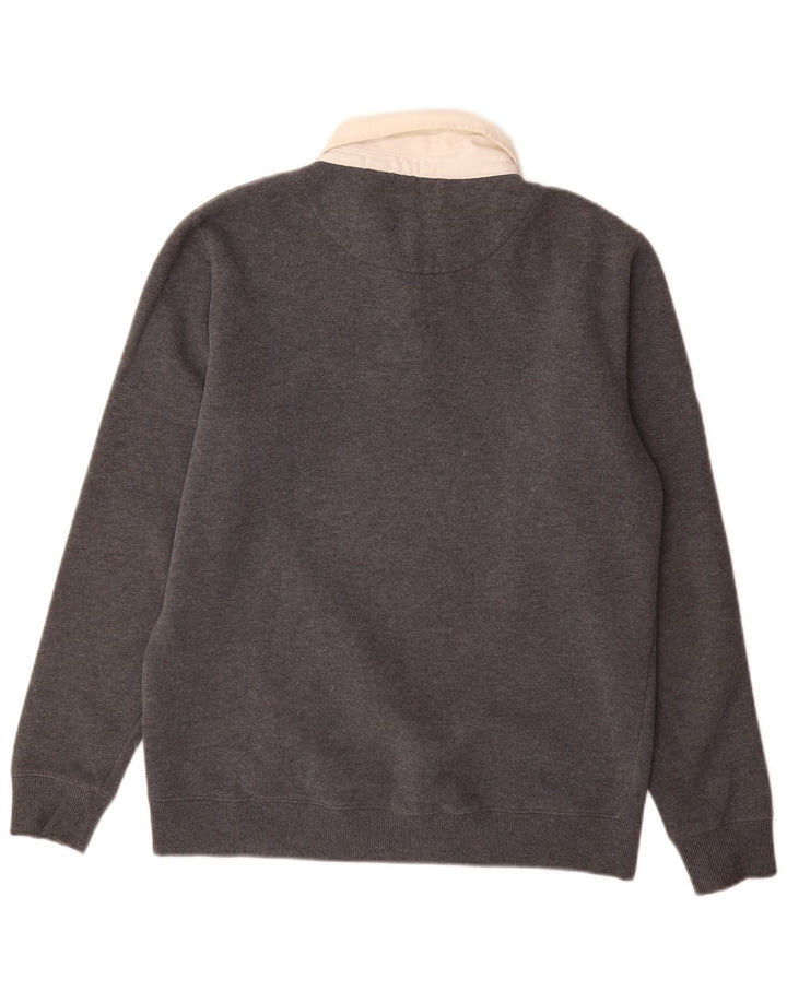 Superdry Sudadera con cuello tipo polo para hombre, jersey de algodón gris grande