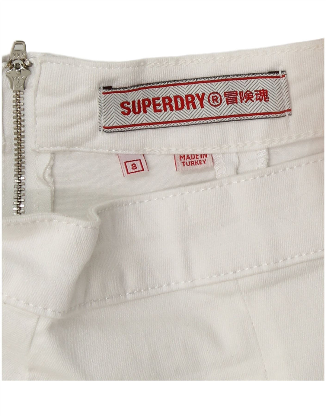 SUPERDRY Minifalda para mujer UK 8 Small W26 Algodón blanco