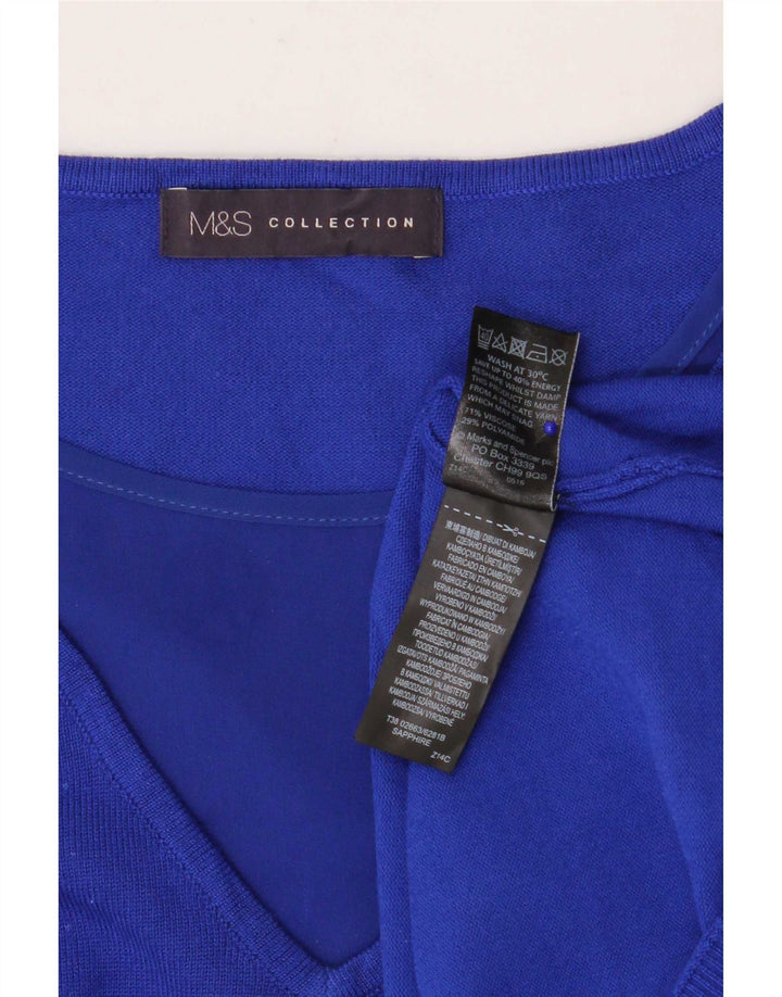 Marks & Spencer Suéter tipo jersey con cuello en V y manga 3/4 para mujer UK 40 Azul medio
