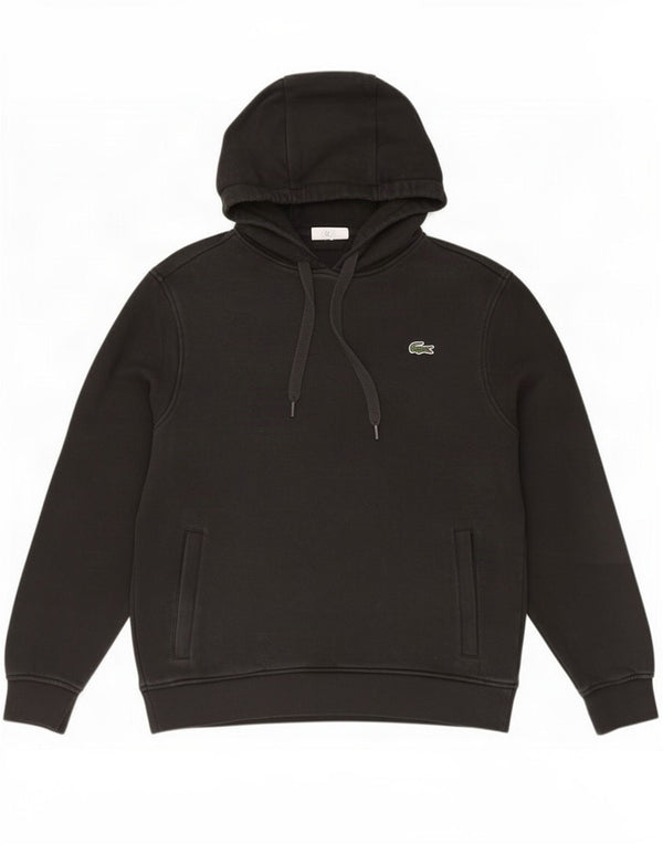 Lacoste Sudadera con capucha para hombre talla 4 mediana algodón negro