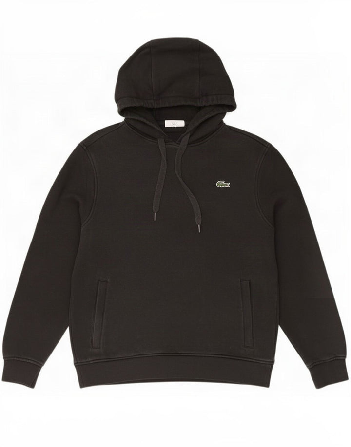 Lacoste Sudadera con capucha para hombre talla 4 mediana algodón negro
