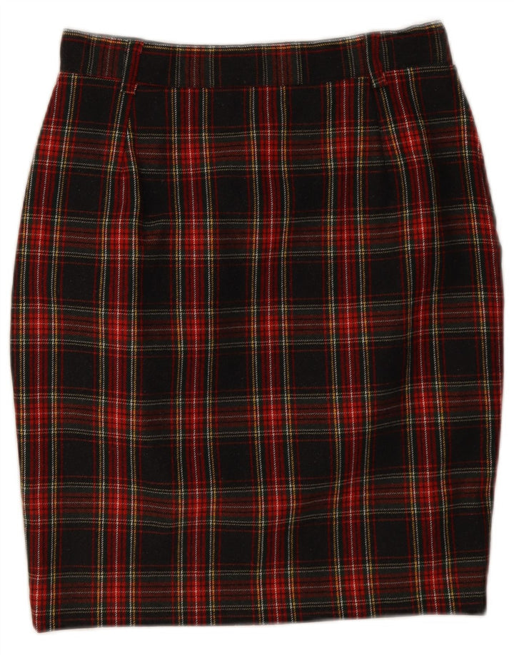 Falda lápiz vintage para mujer IT 44 Mediana W28 Poliéster a cuadros negro